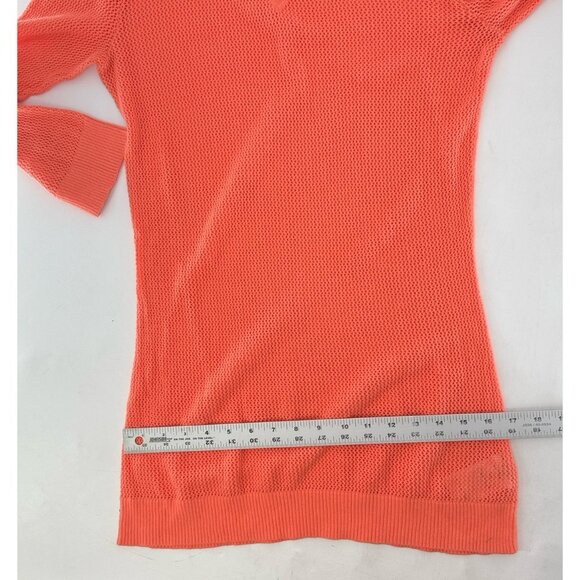 Columbia Open Knit Coral Orange 3/4 Sleeve Pullover Cotton Shirt Tunic L Beach - Picture 10 of 10